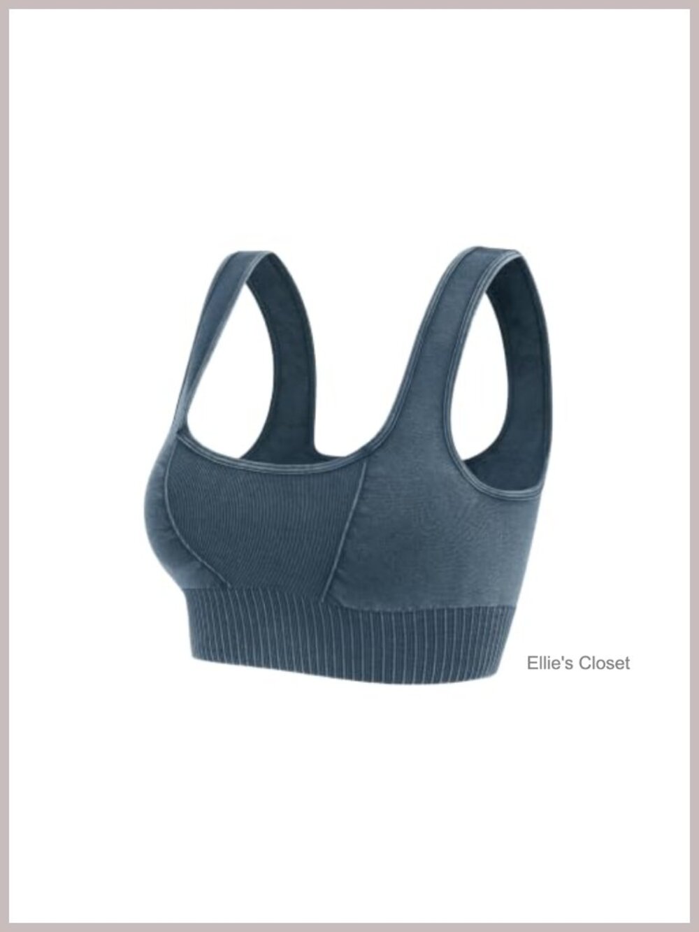 Seamless Square Neck Sports Bra Ribbed Crop Tank Low Back Yoga Top